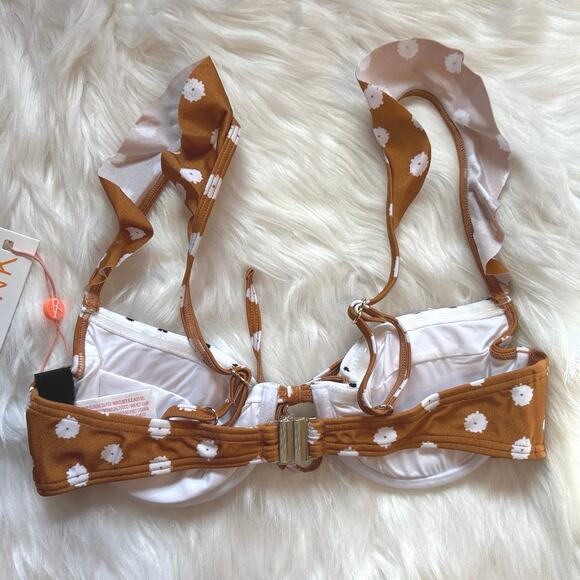 Minkpink NWT Sana Polka Dot Contrast Ruffle Strap Push Up Bikini Top XS - Picture 5 of 9